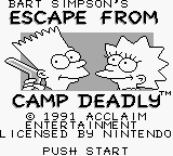 Bart Simpson's Escape from Camp Deadly title screen for GameBoy